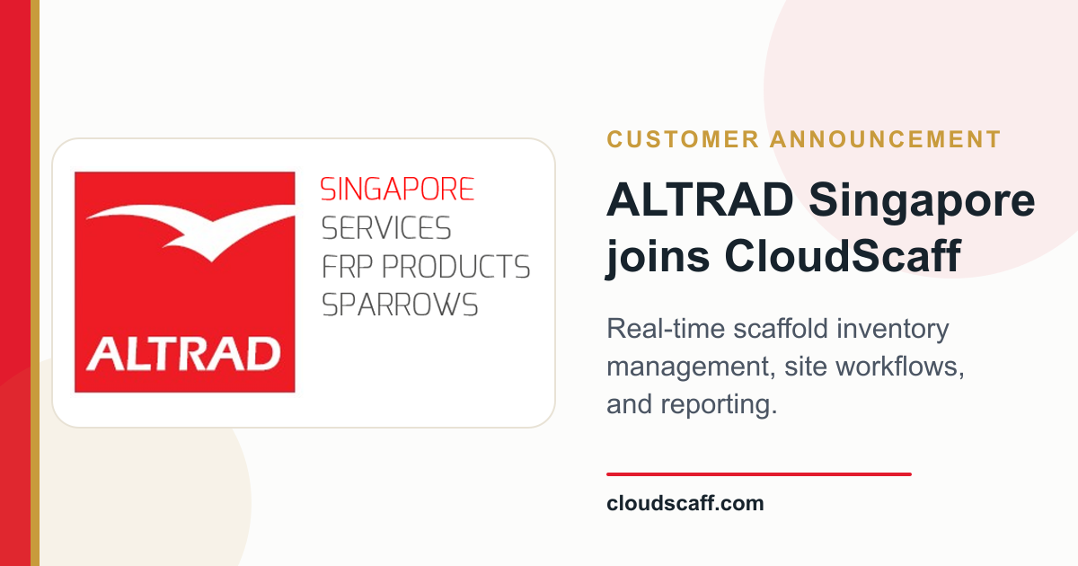 ALTRAD Singapore joins CloudScaff customer announcement graphic