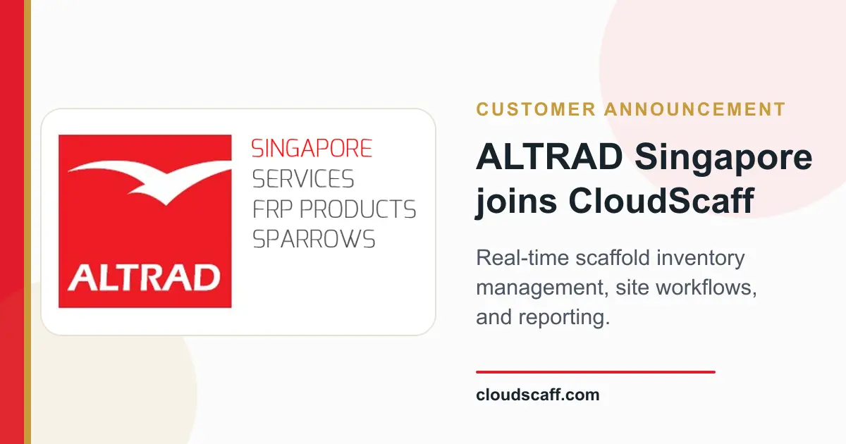 ALTRAD Singapore joins CloudScaff customer announcement graphic