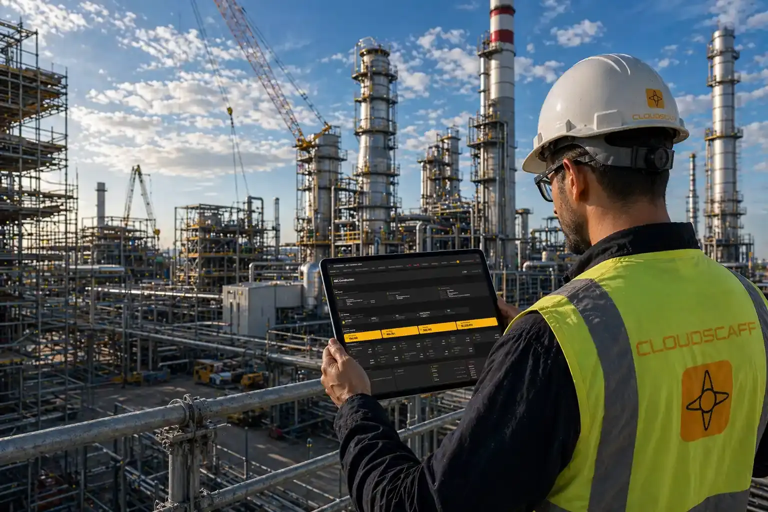 Formwork being erected on an active construction site