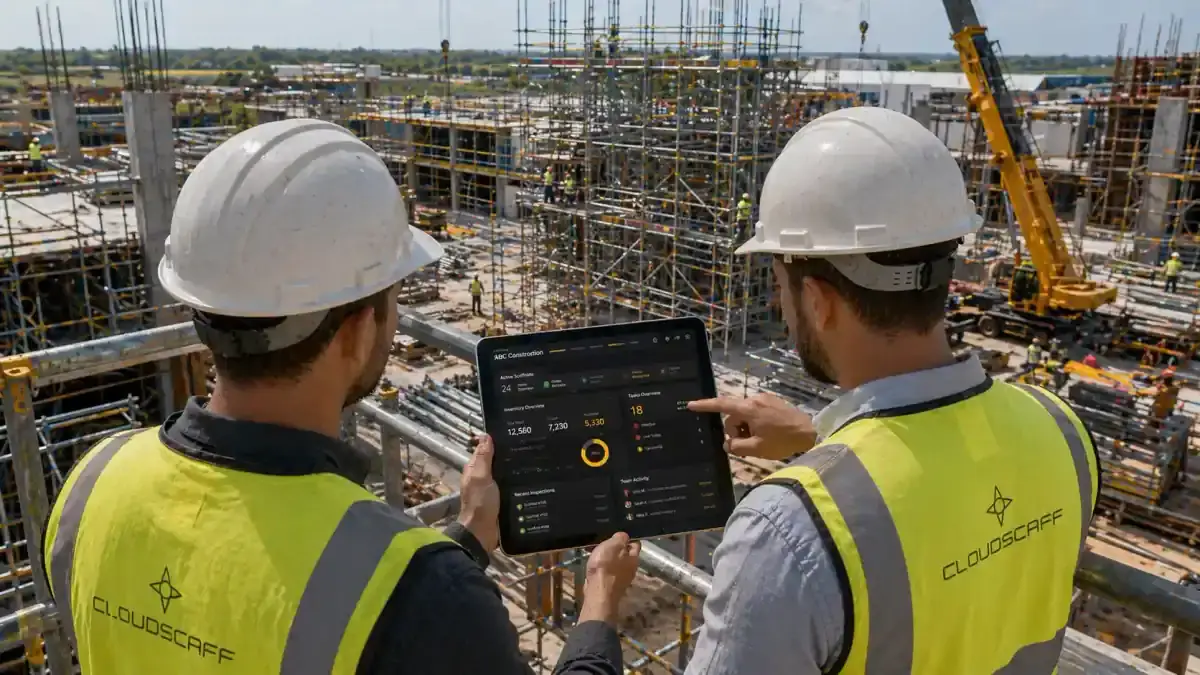 CloudScaff site management interface showing scaffold and site workflow visibility